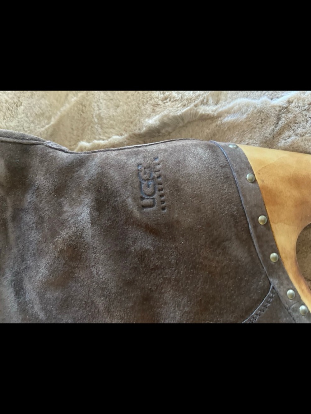 UGG Brown Suede Shearling Clog Ankle Boots - Picture 3 of 6
